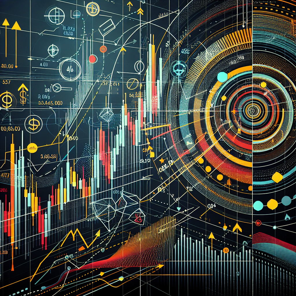 A stylized illustration of a financial chart displaying Fibonacci retracements and pivot points, with bold visuals highlighting key levels and colors representing market trends, suitable for a blog post about technical trading.