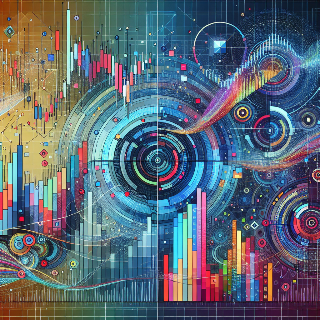 A vibrant and stylized illustration depicting a Forex trading chart, prominently featuring bold pivot points, with a dynamic blend of colors and abstract shapes representing market trends and trader strategies.