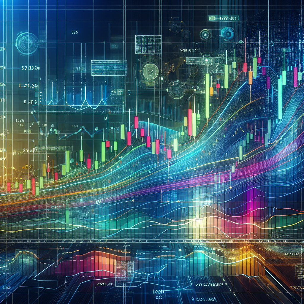 A vibrant and stylized illustration depicting a forex trading chart filled with bold pivot point markers, various trend lines, and dynamic candlestick patterns against a modern financial backdrop.