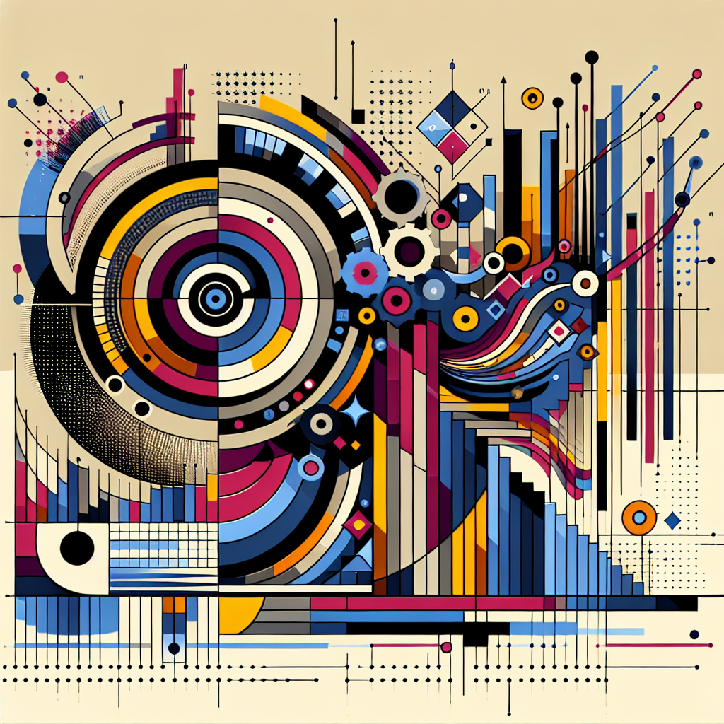 A vibrant and abstract illustration depicting a stylized chart with prominent pivot points, featuring dynamic colors and geometric shapes that represent data trends and fluctuations, ideal for a blog post titled 