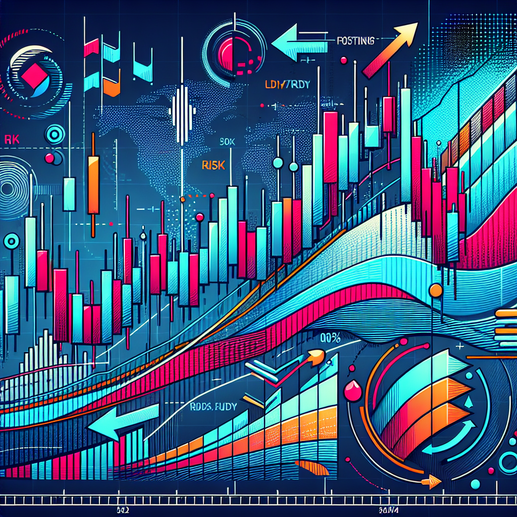 A vibrant and stylized illustration showing a Forex trading chart with highlighted pivot points, showcasing risk/reward ratios, candlestick patterns, and bold colors to emphasize key trading concepts.