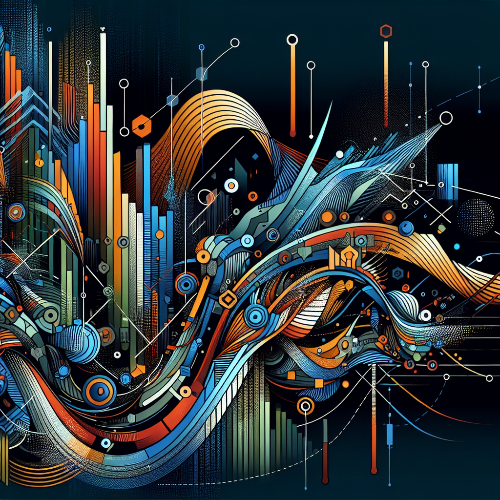 A vibrant, stylized illustration showcasing a financial chart featuring prominent pivot points, with bold colors and geometric patterns that emphasize market trends and analysis for traders.